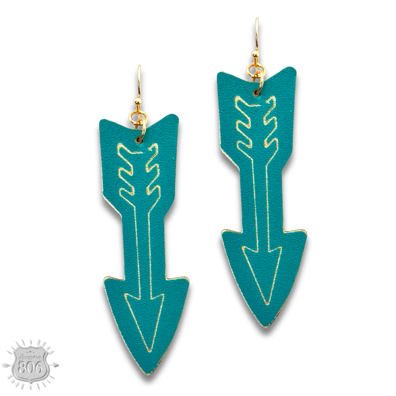 Embossed leather arrow earring