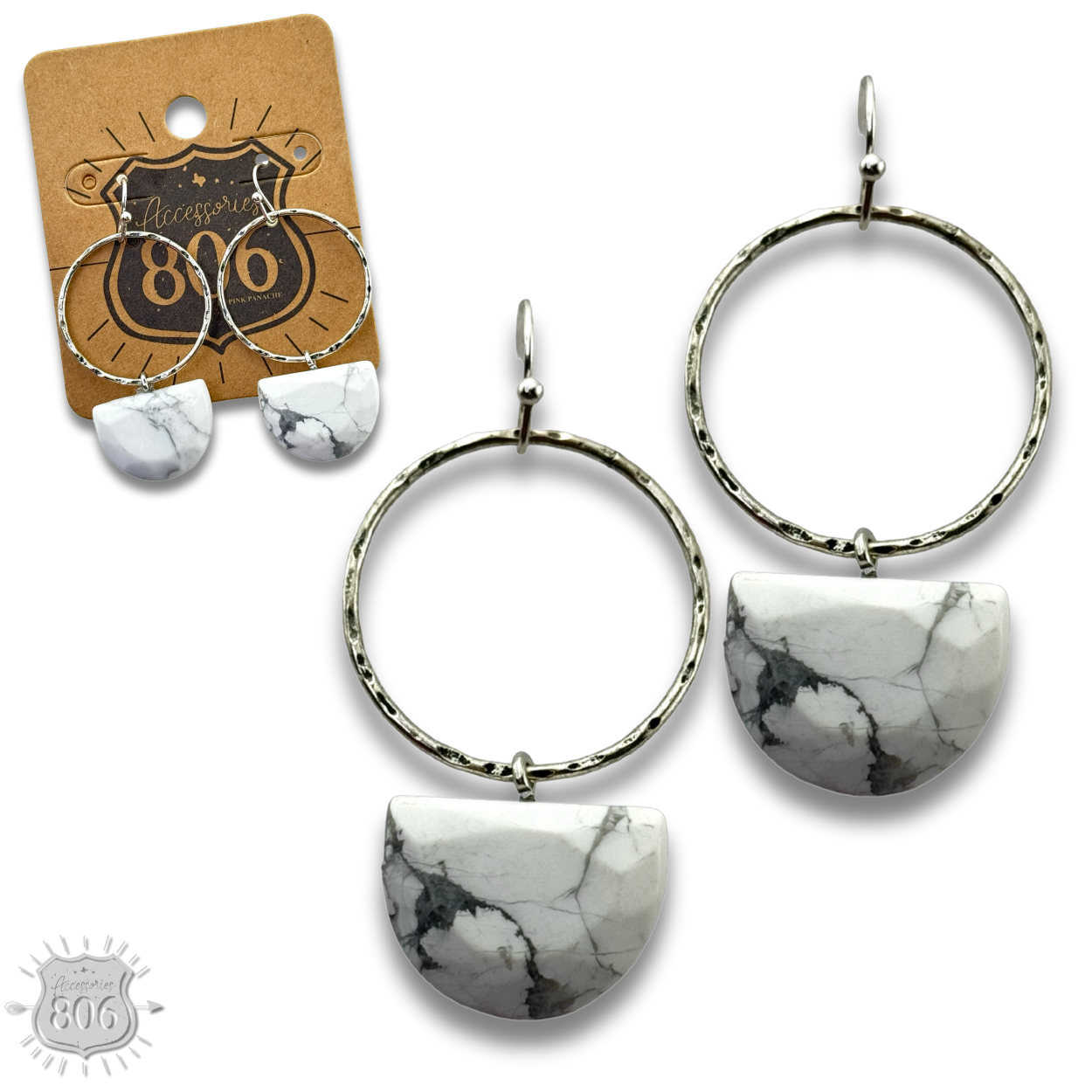 Stone half circle earring