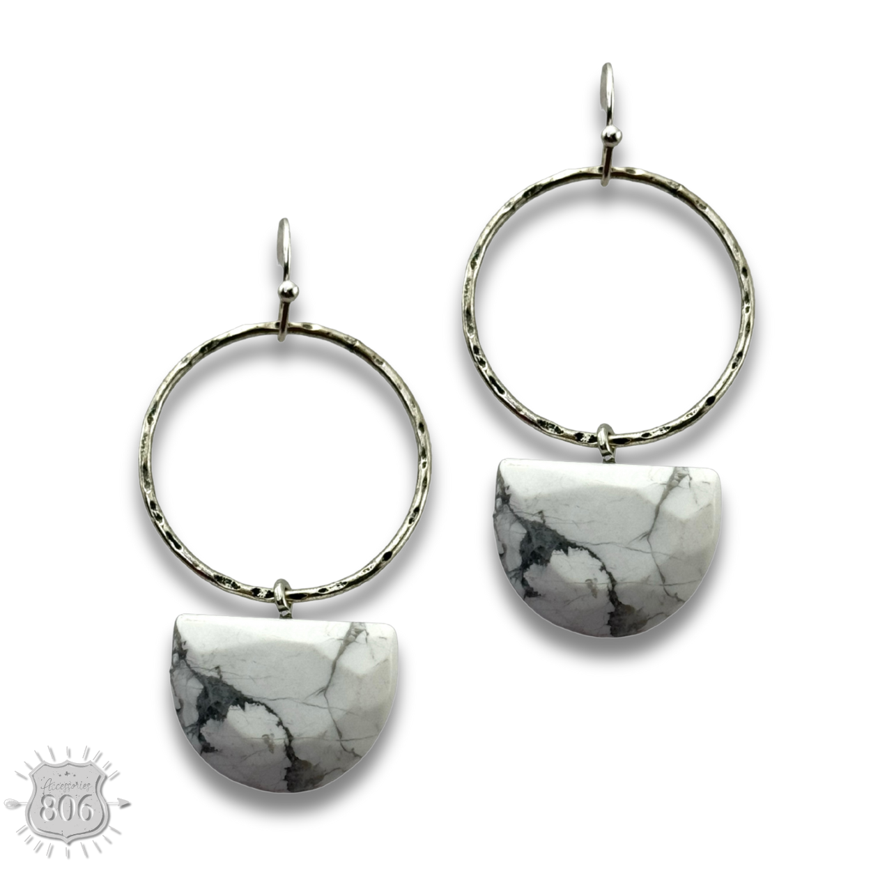 Stone half circle earring
