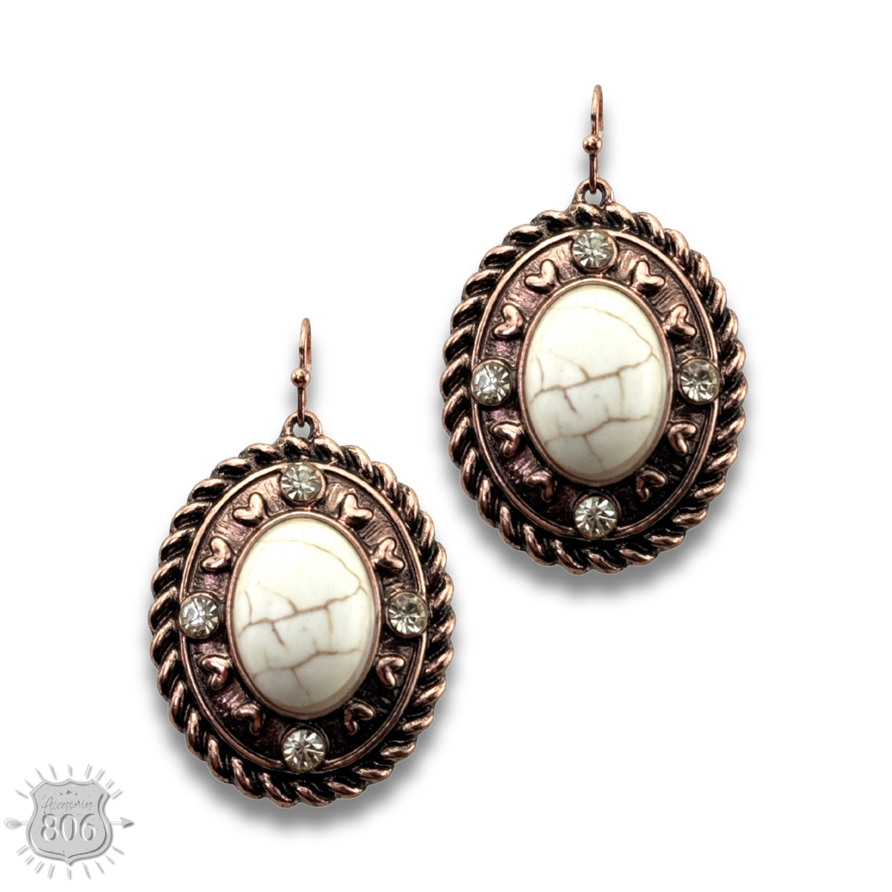 Rope edge oval earring