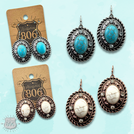 Rope edge oval earring