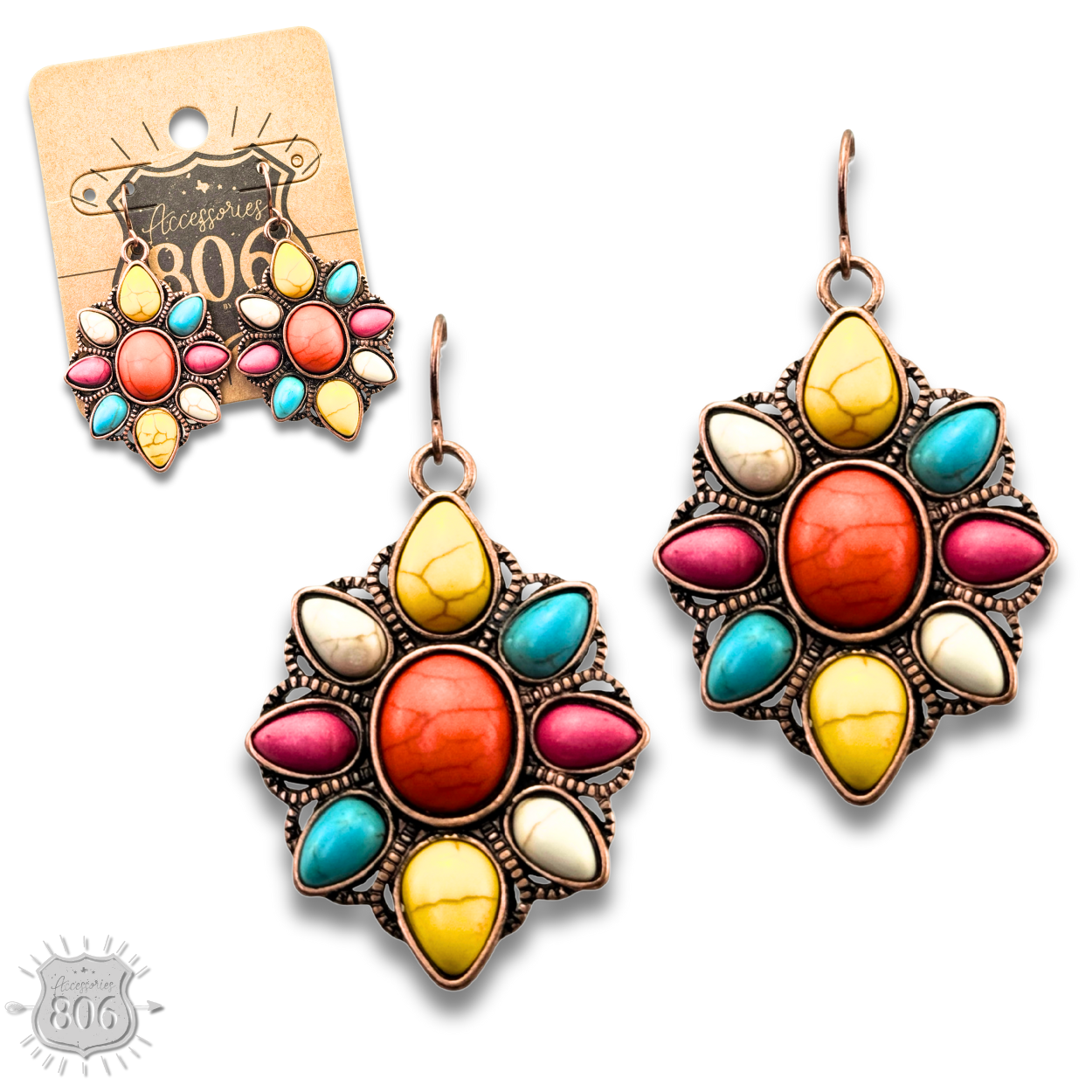 Decorative stone flower earring