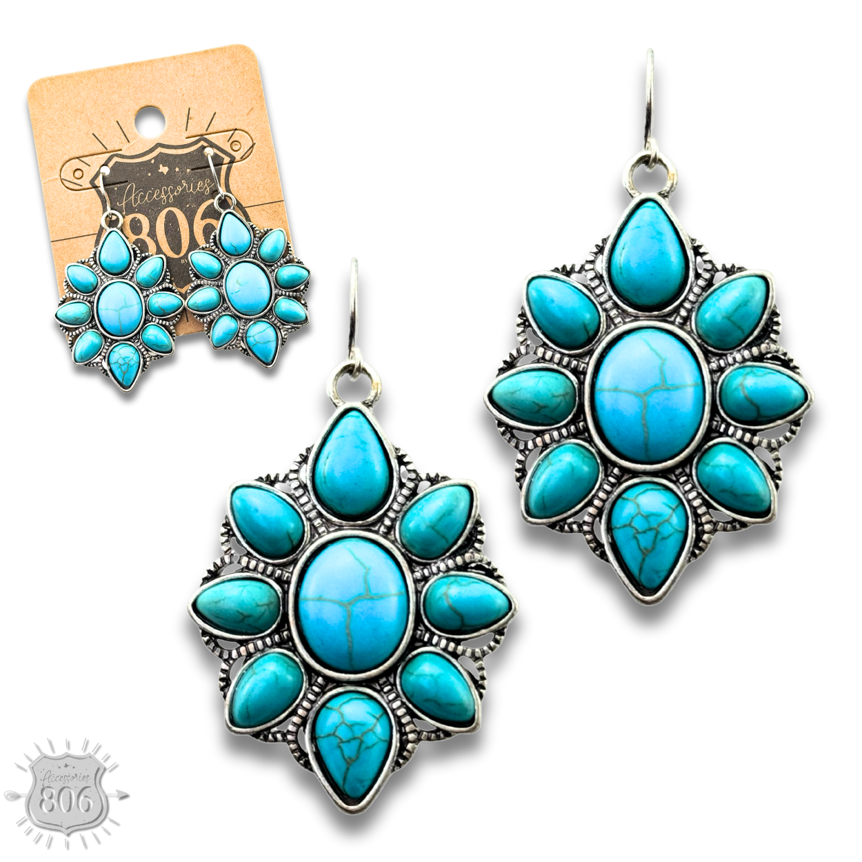Decorative stone flower earring