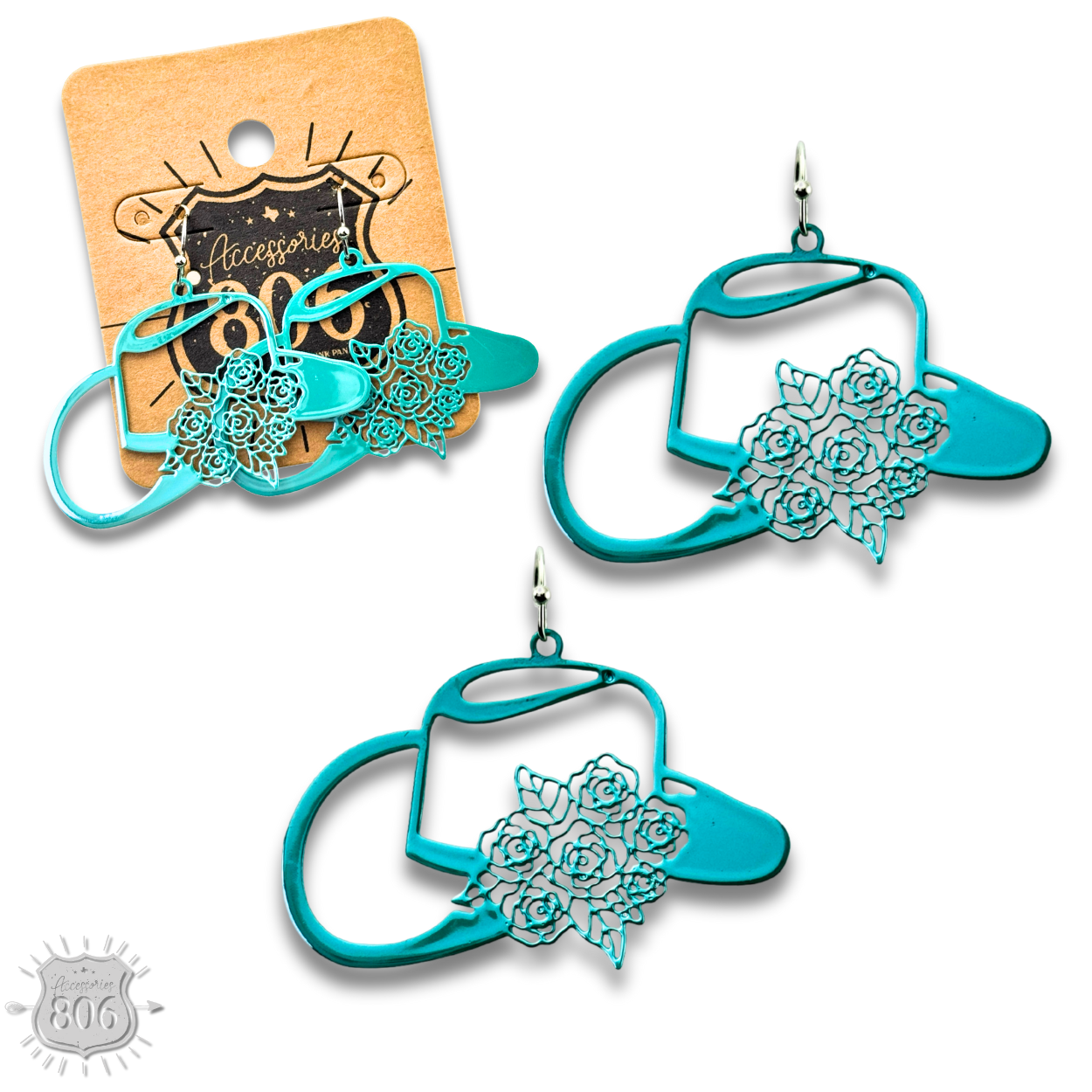 Flower cowboy hat earring