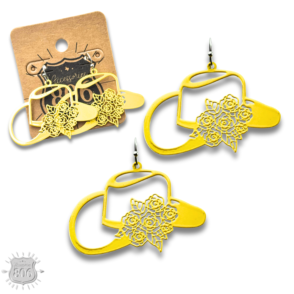 Flower cowboy hat earring