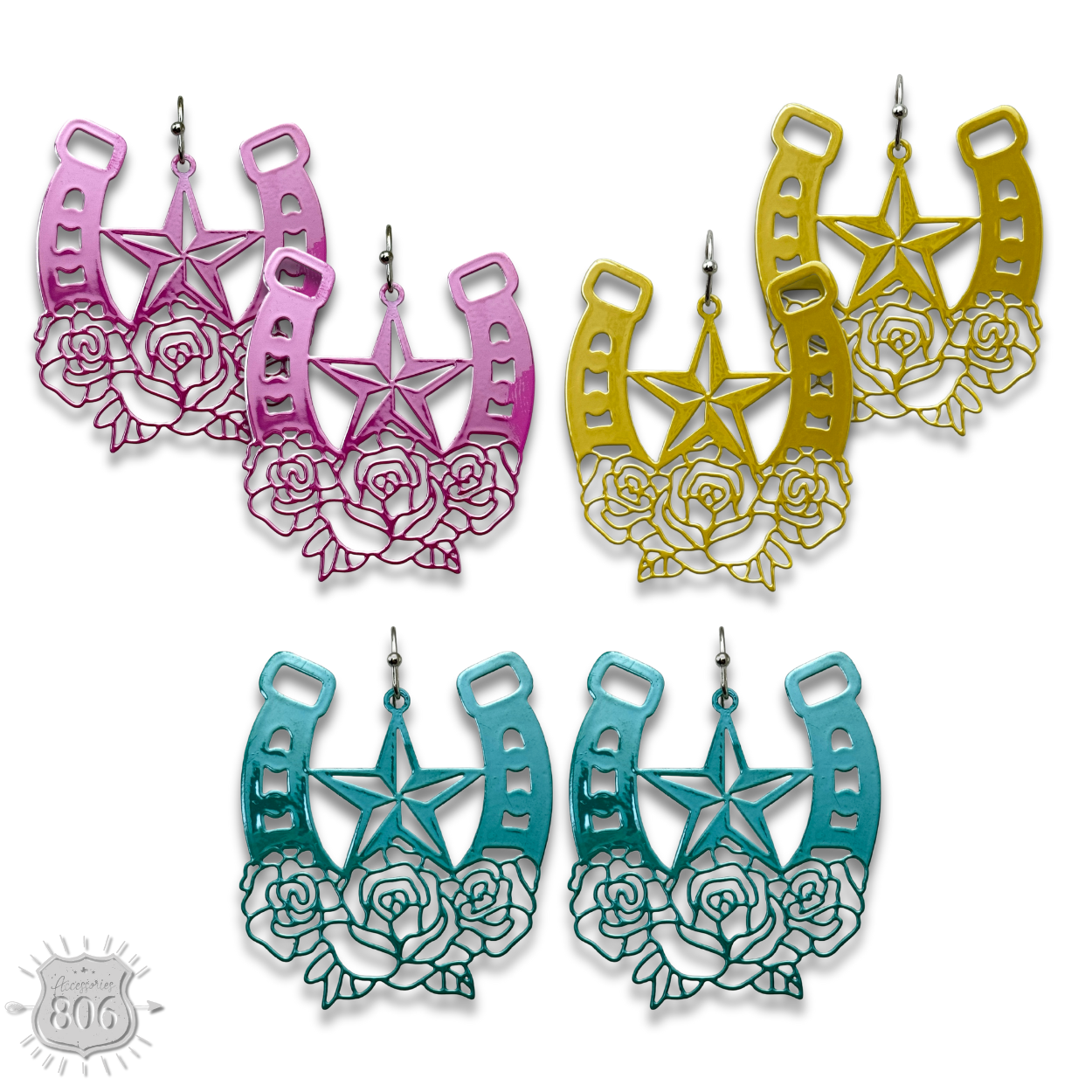 Flower horseshoe earring