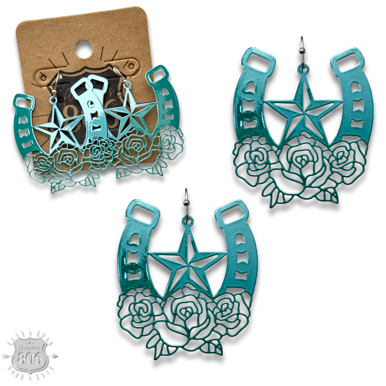Flower horseshoe earring