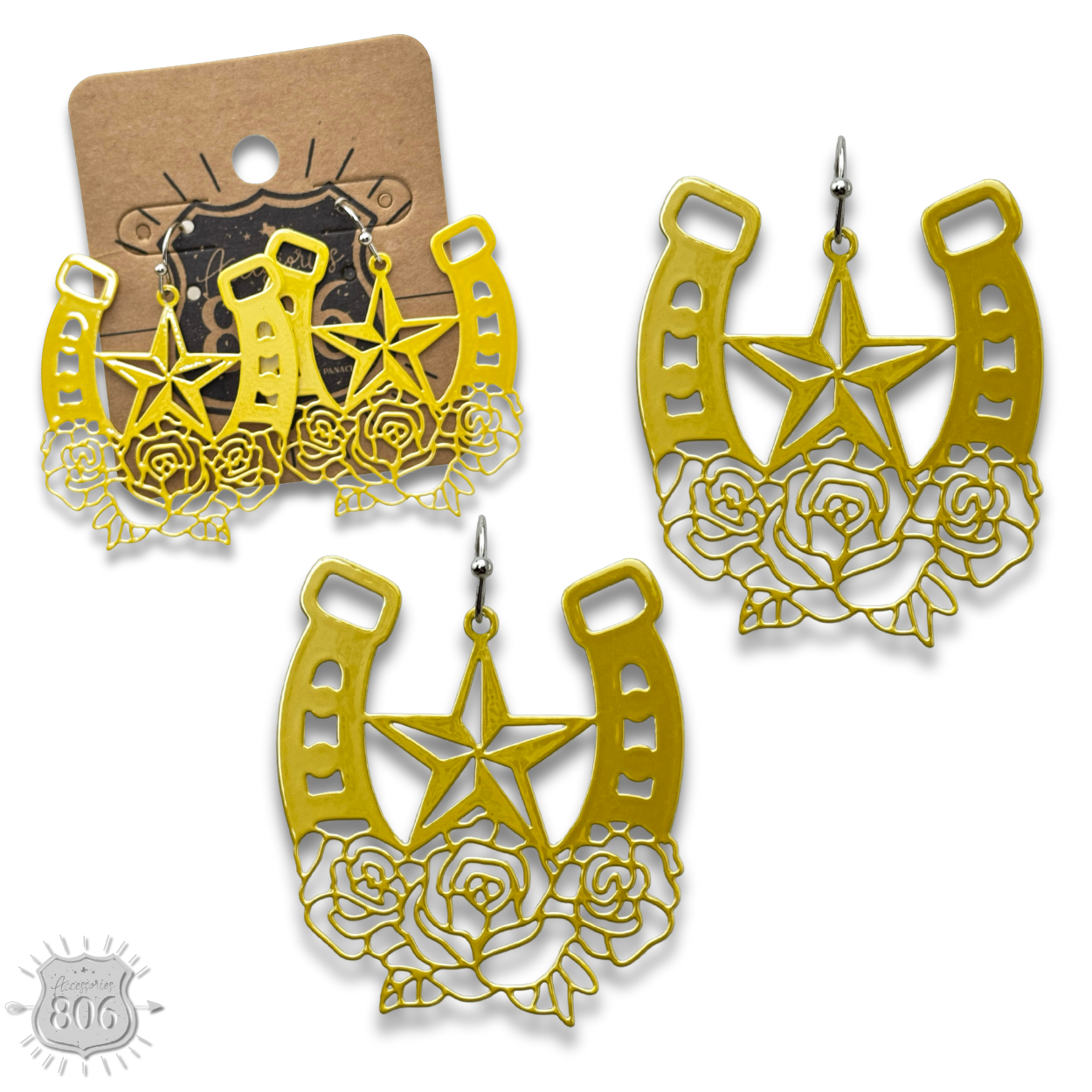 Flower horseshoe earring