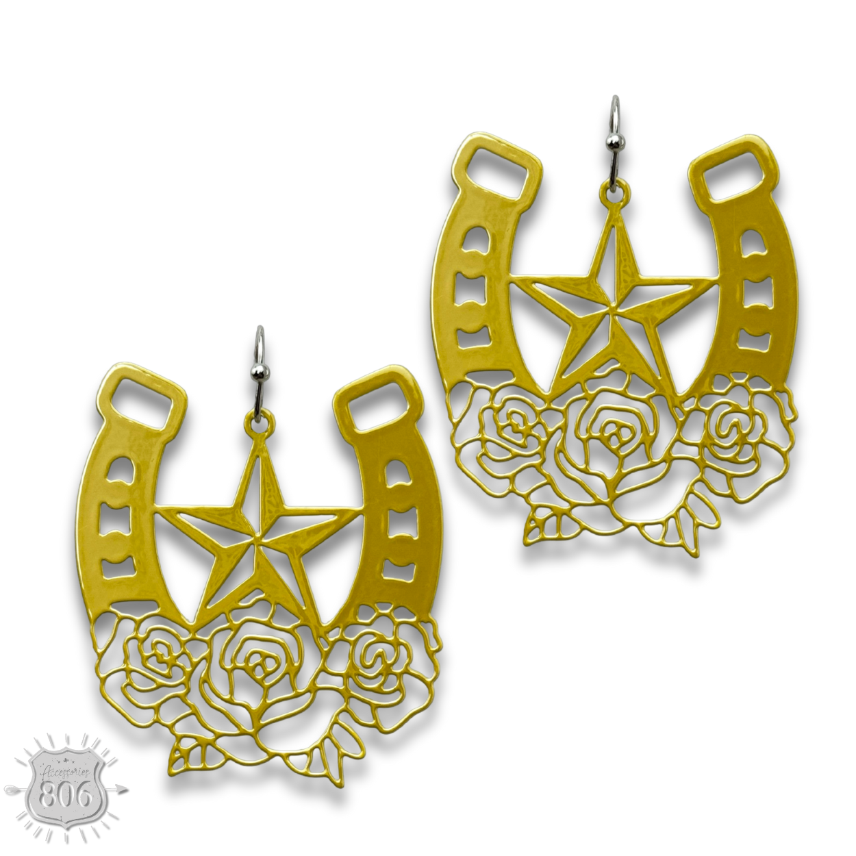 Flower horseshoe earring
