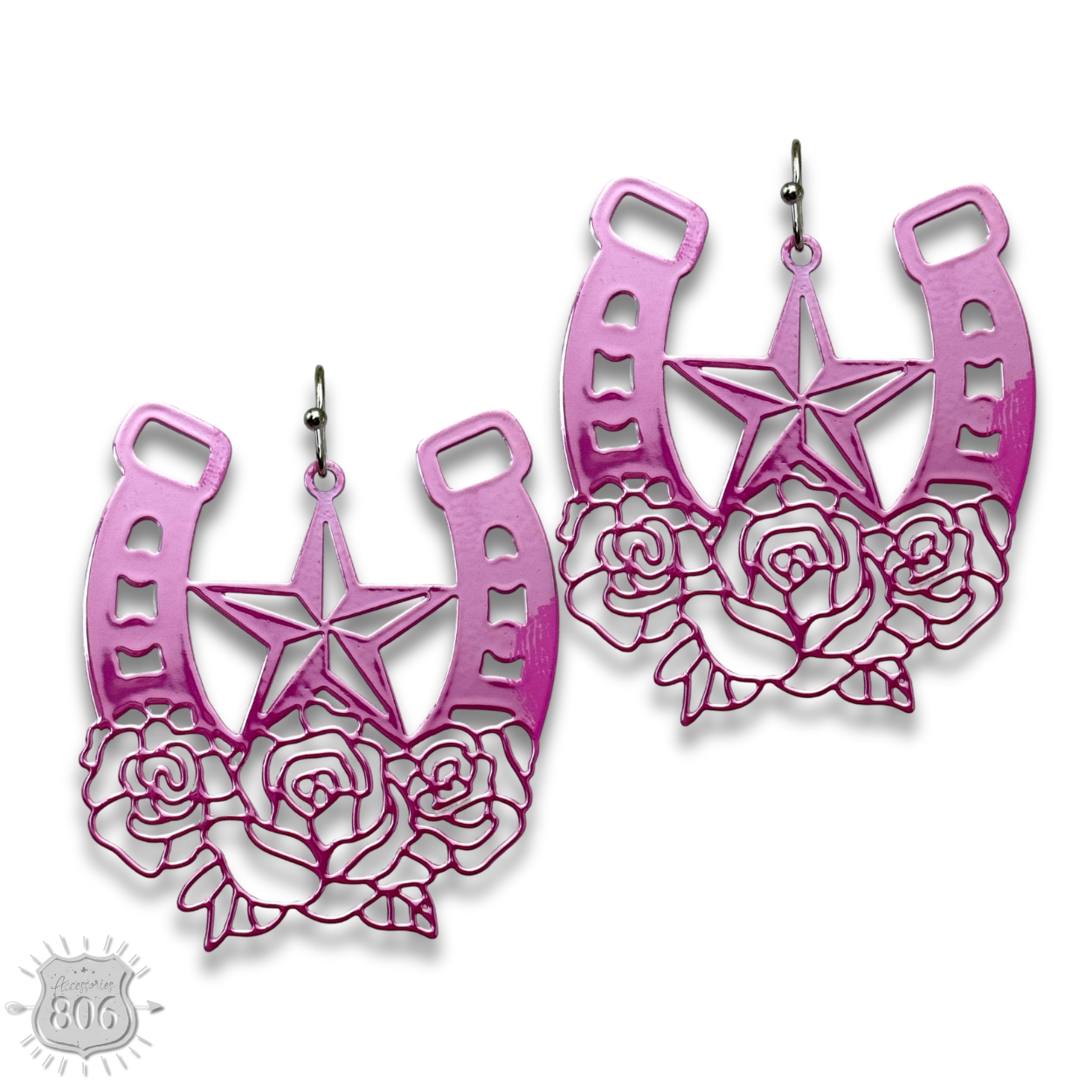 Flower horseshoe earring