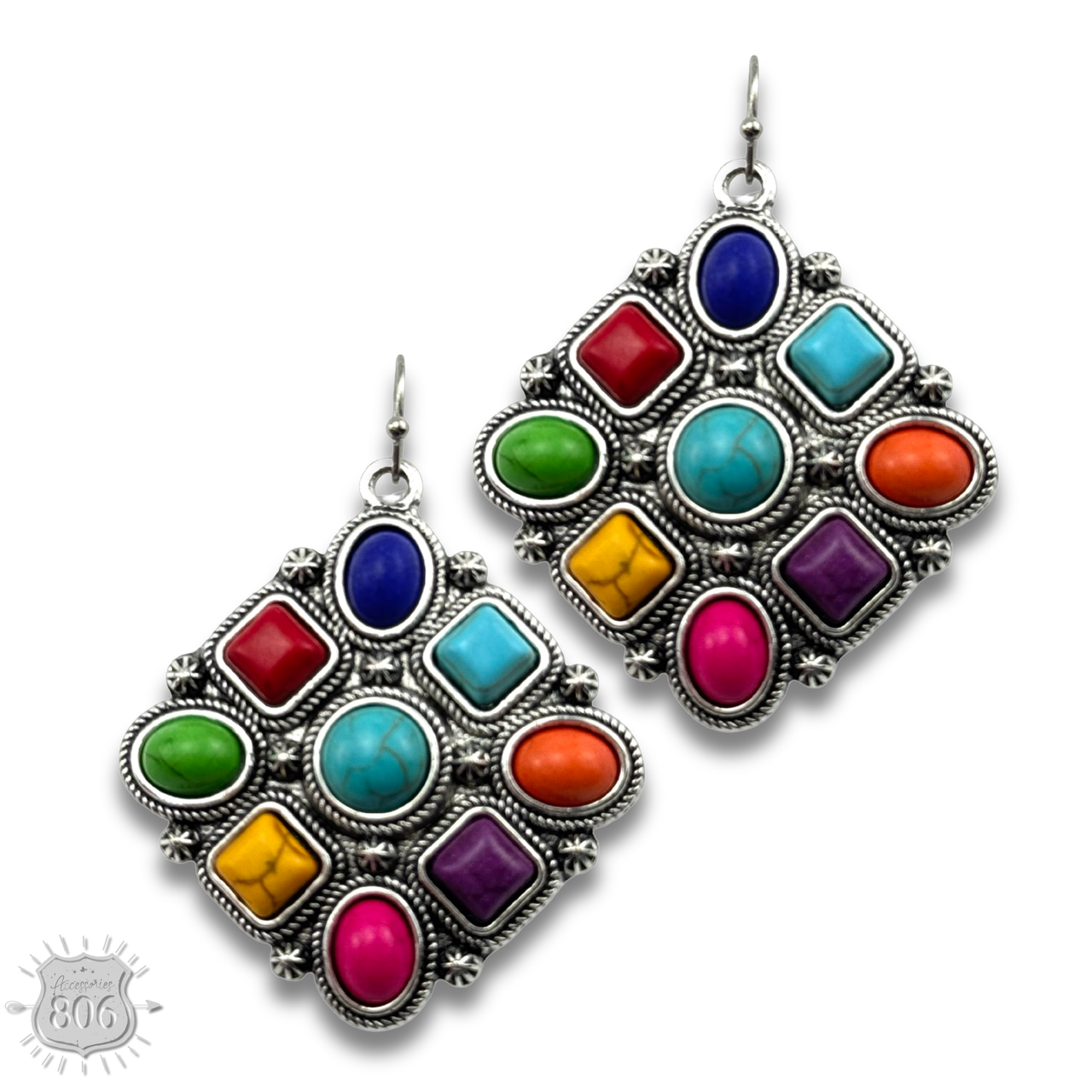 Diamond shape stone earring