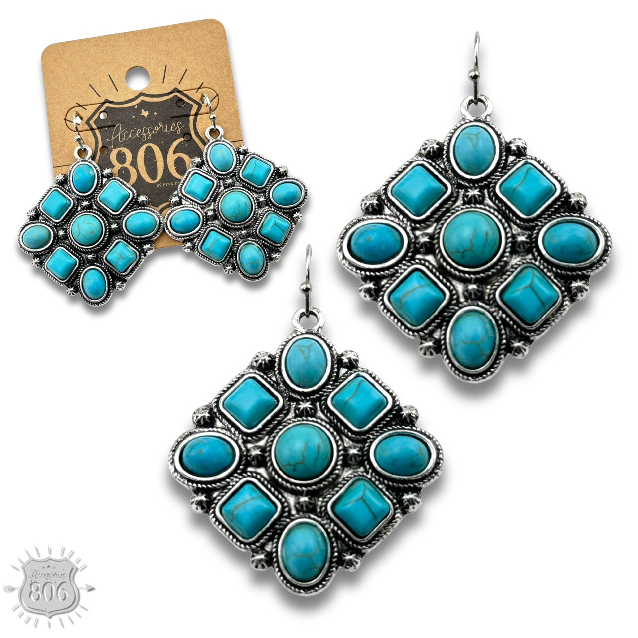 Diamond shape stone earring
