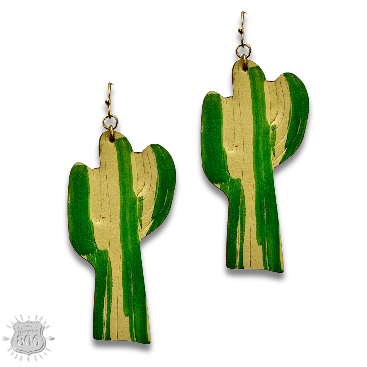 Painted saguaro cactus earring