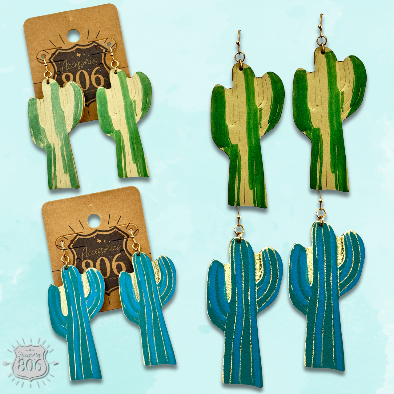 Painted saguaro cactus earring