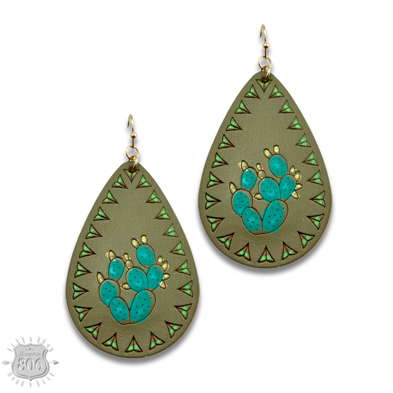 Prickly pear teardrop earring