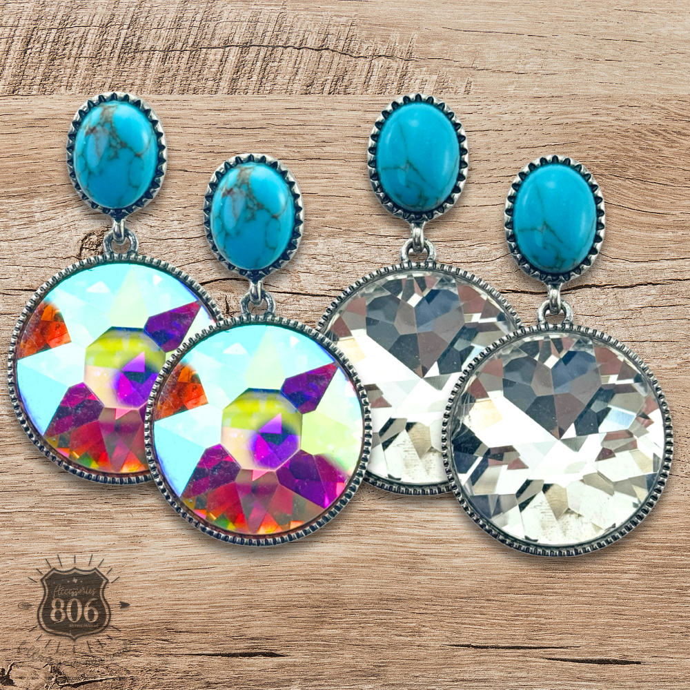 Round rhinestone post earring