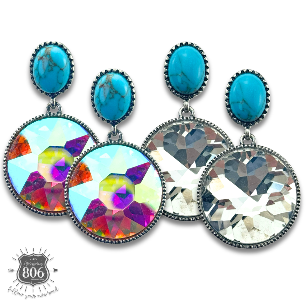 Round rhinestone post earring