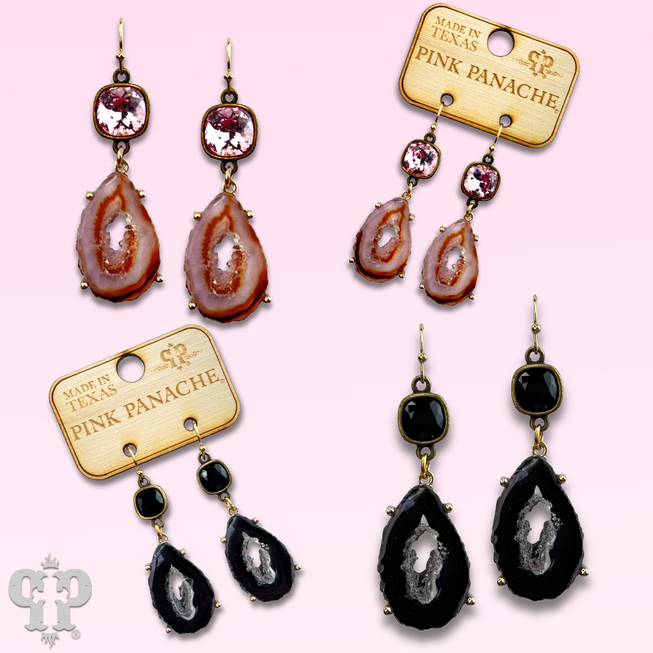 Druzy earring with Austrian crystal