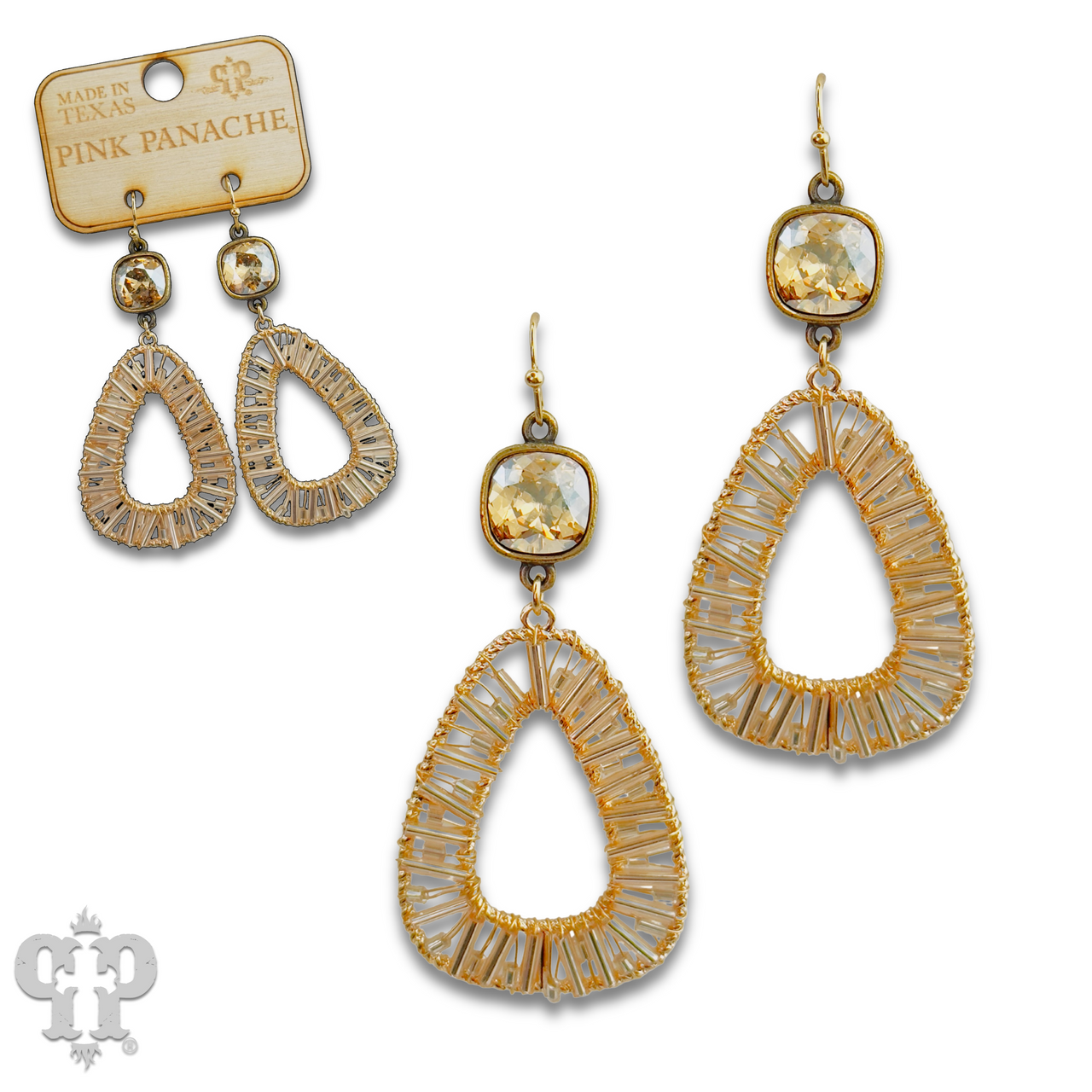 Tube bead wrapped earring with Austrian crystal