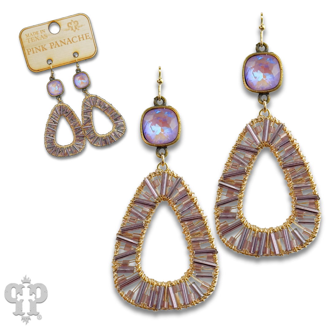 Tube bead wrapped earring with Austrian crystal
