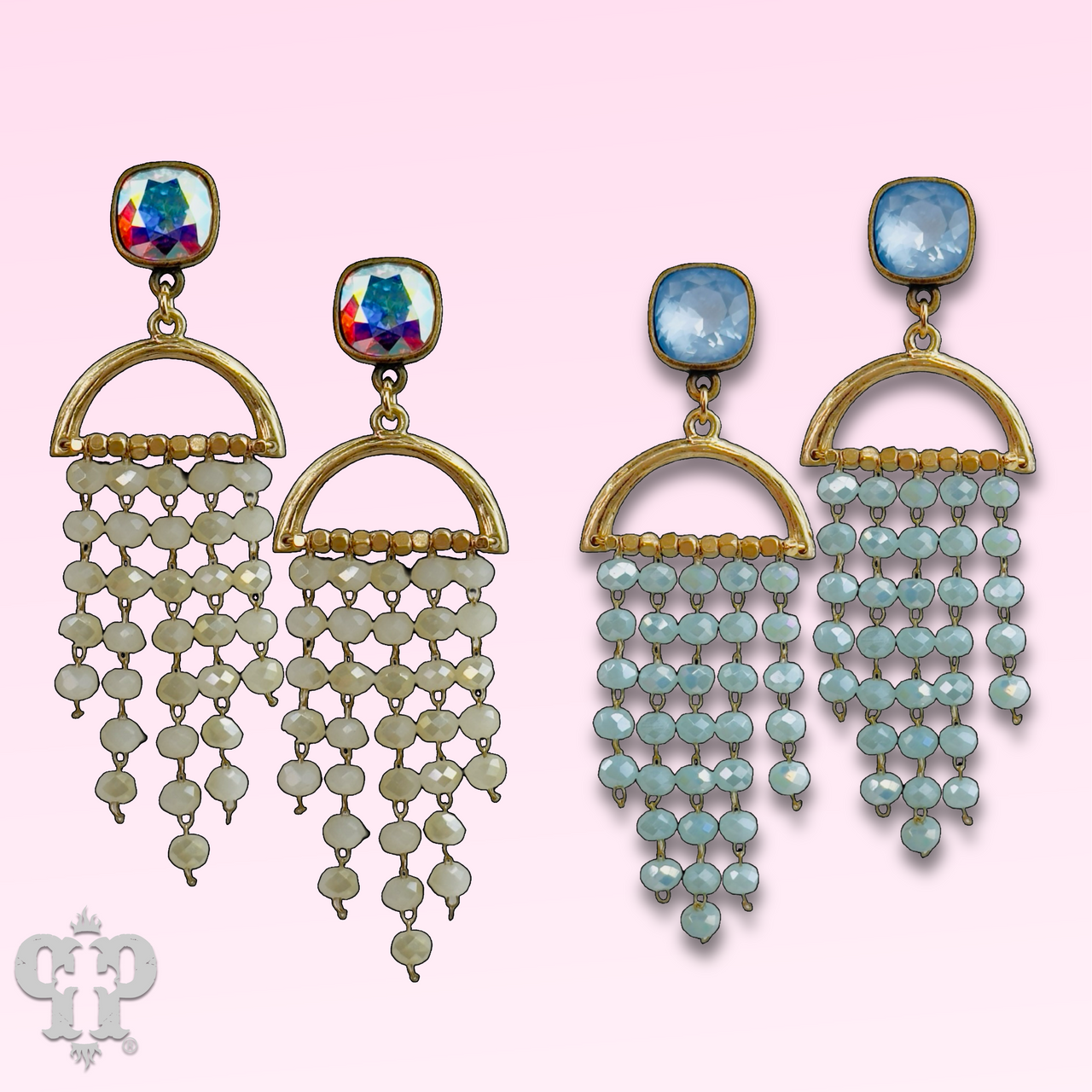 Waterfall beaded earring with Austrian crystal