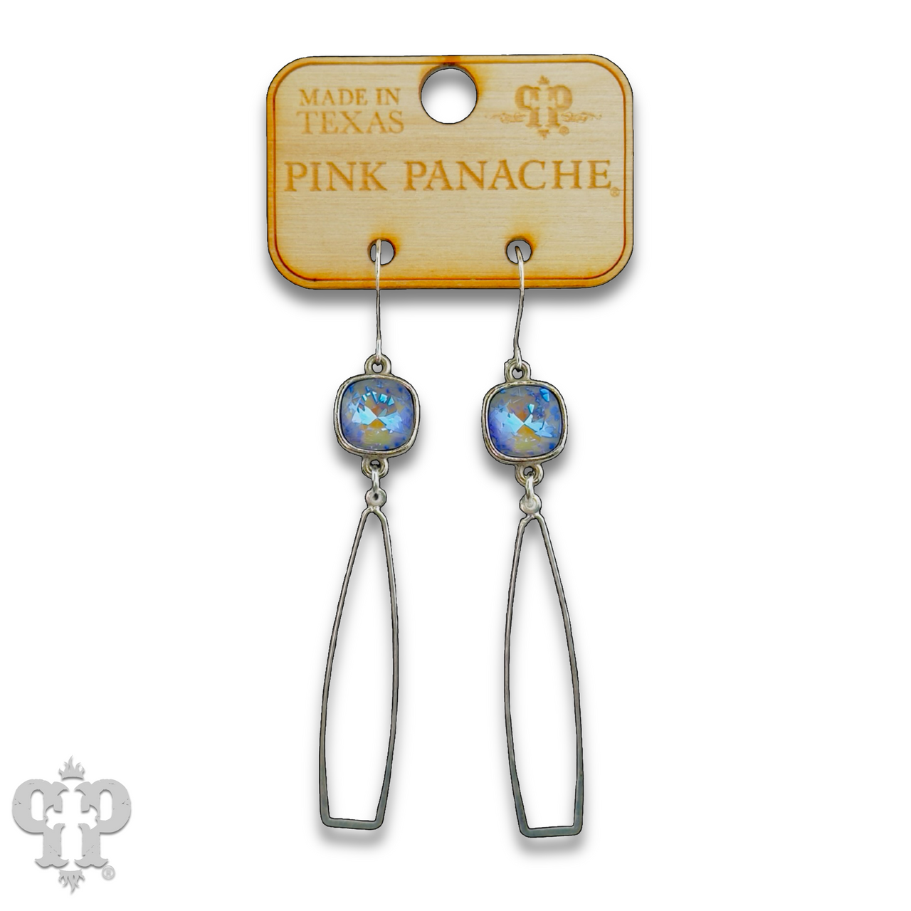 Silver oar shape earring with Austrian crystal