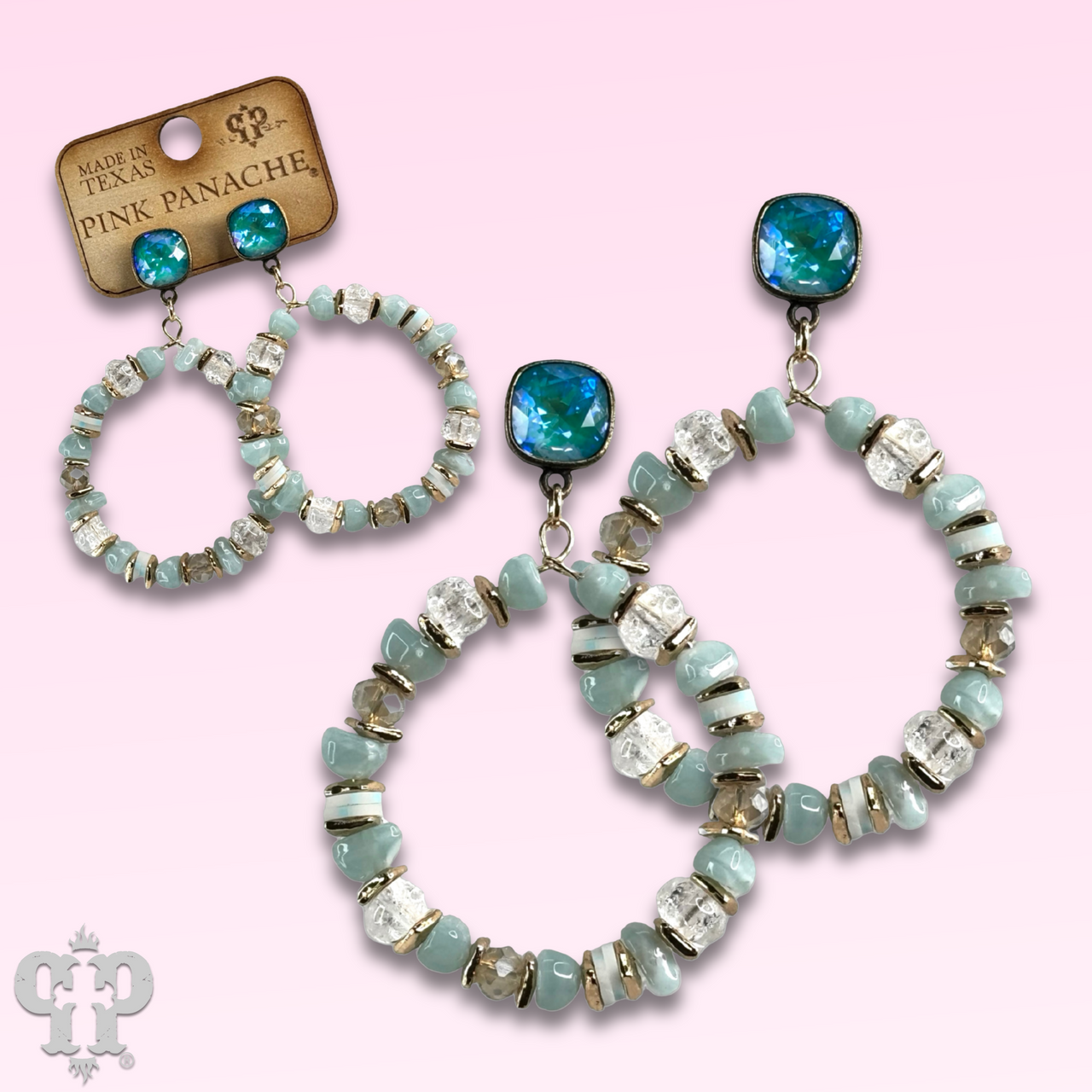 Beaded circle earring with Austrian crystal