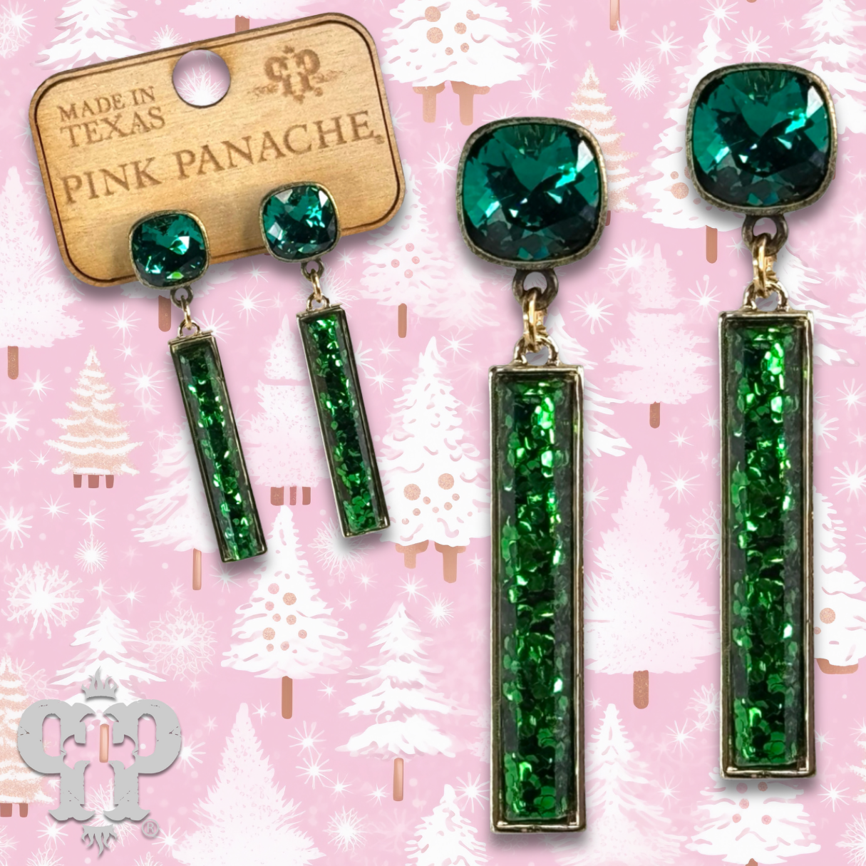 Glitter bar earring with Austrian crystal