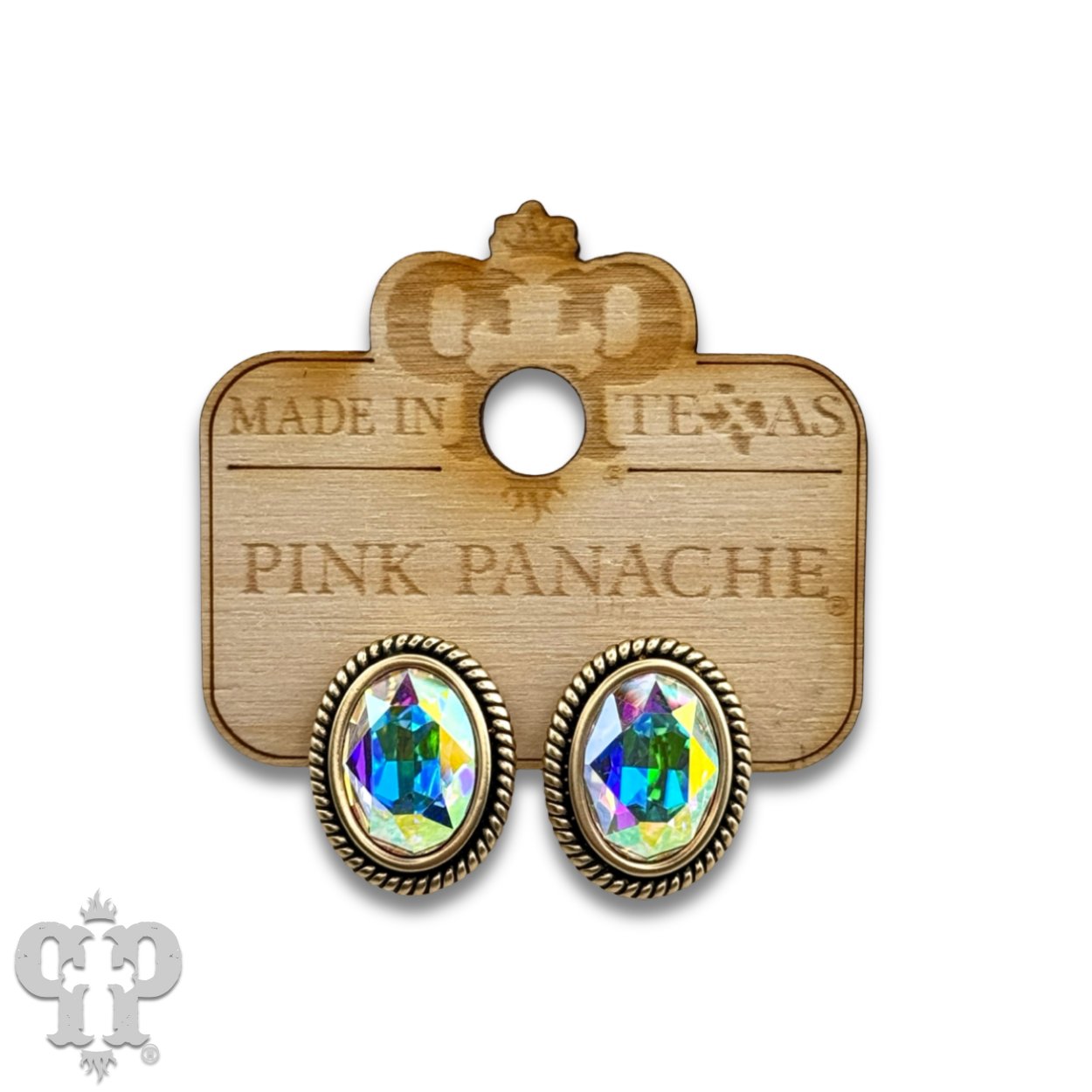 Oval crystal in a custom post earring setting