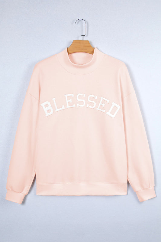 Blessed Embroidered Mock Sweatshirt