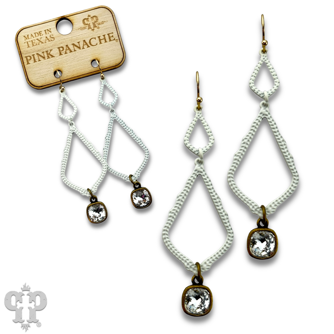 White double diamond teardrop, Austrian crystal earring