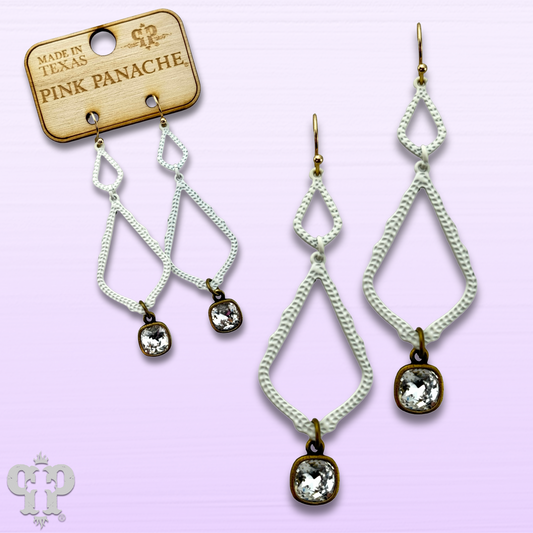 White double diamond teardrop, Austrian crystal earring
