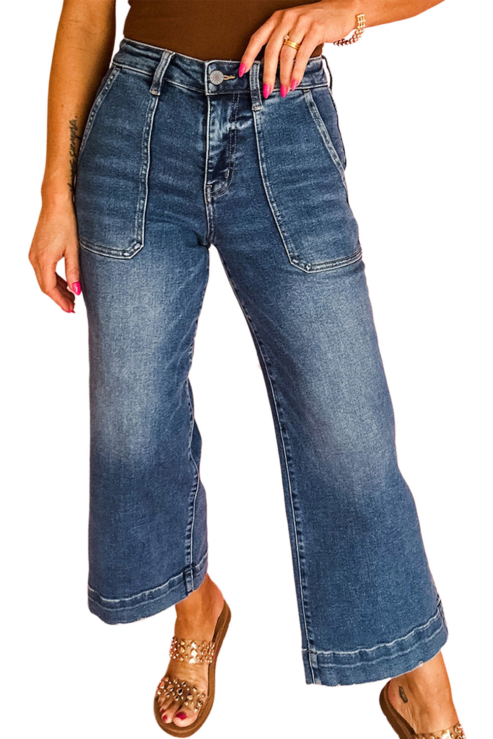 Ashleigh Blue Cropped High Rise Wide Leg Jeans