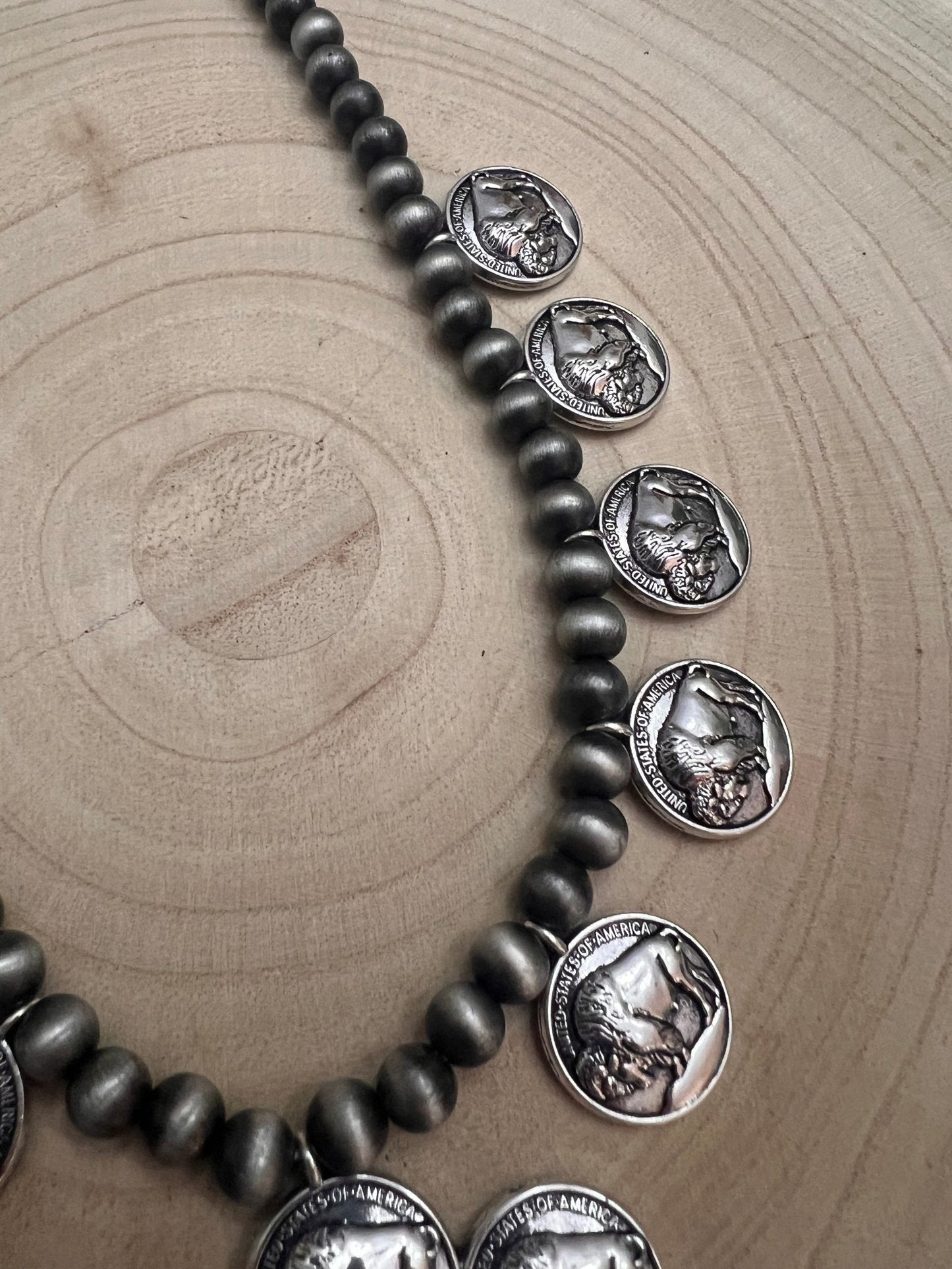Faux Buffalo Coin Squash Blossom Set