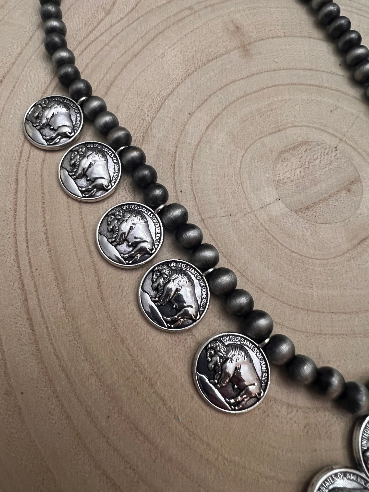 Faux Buffalo Coin Squash Blossom Set