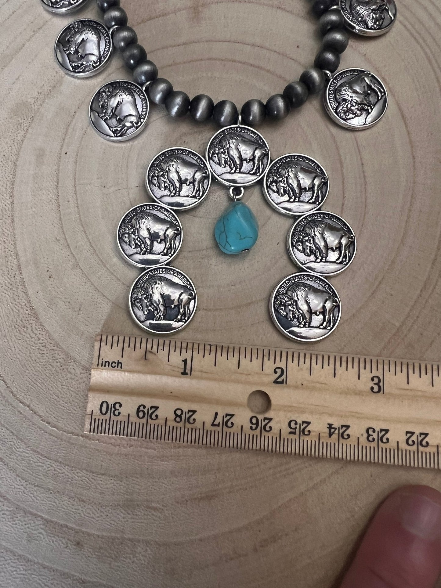 Faux Buffalo Coin Squash Blossom Set