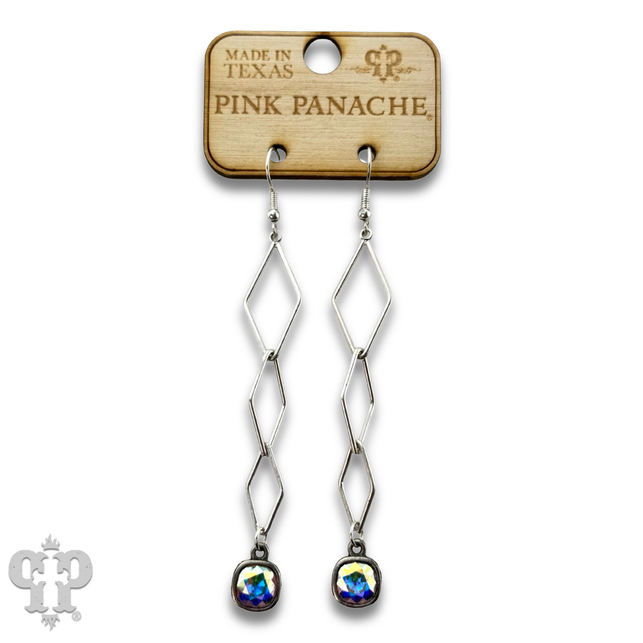 Silver diamond drop earring with Austrian crystal