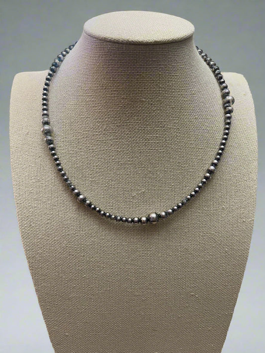 Graduated Sterling Silver Pearl Choker - 15 inch - Top Seller