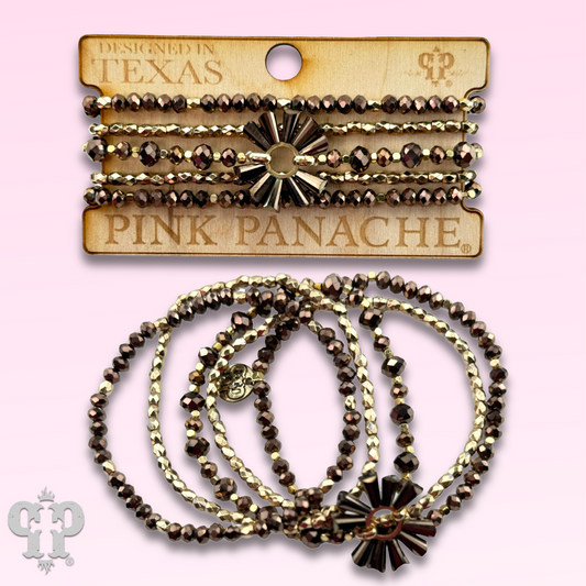 Bronze mixed bead bracelet set