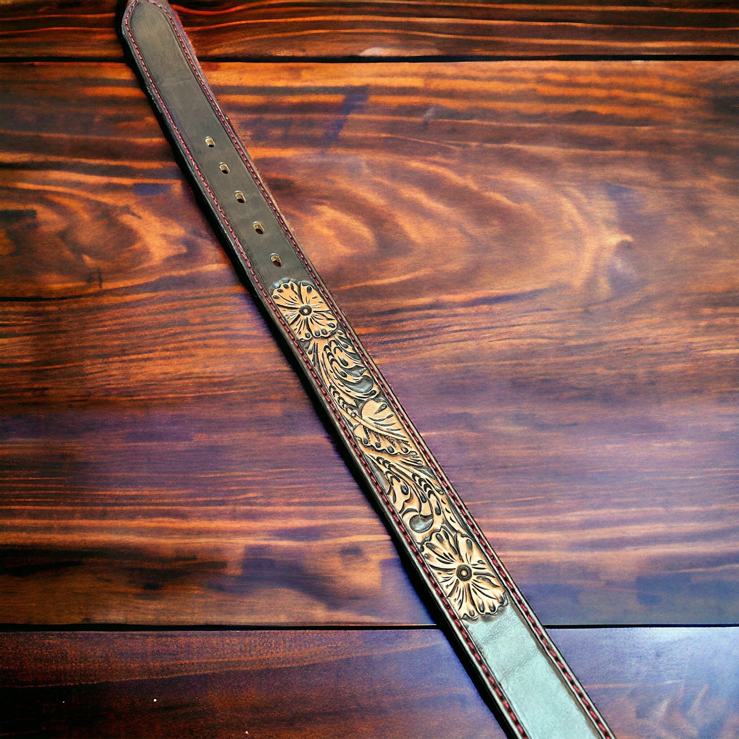 Hand Tooled Leather Belt - Will fit a 32 - 36 inch waist.