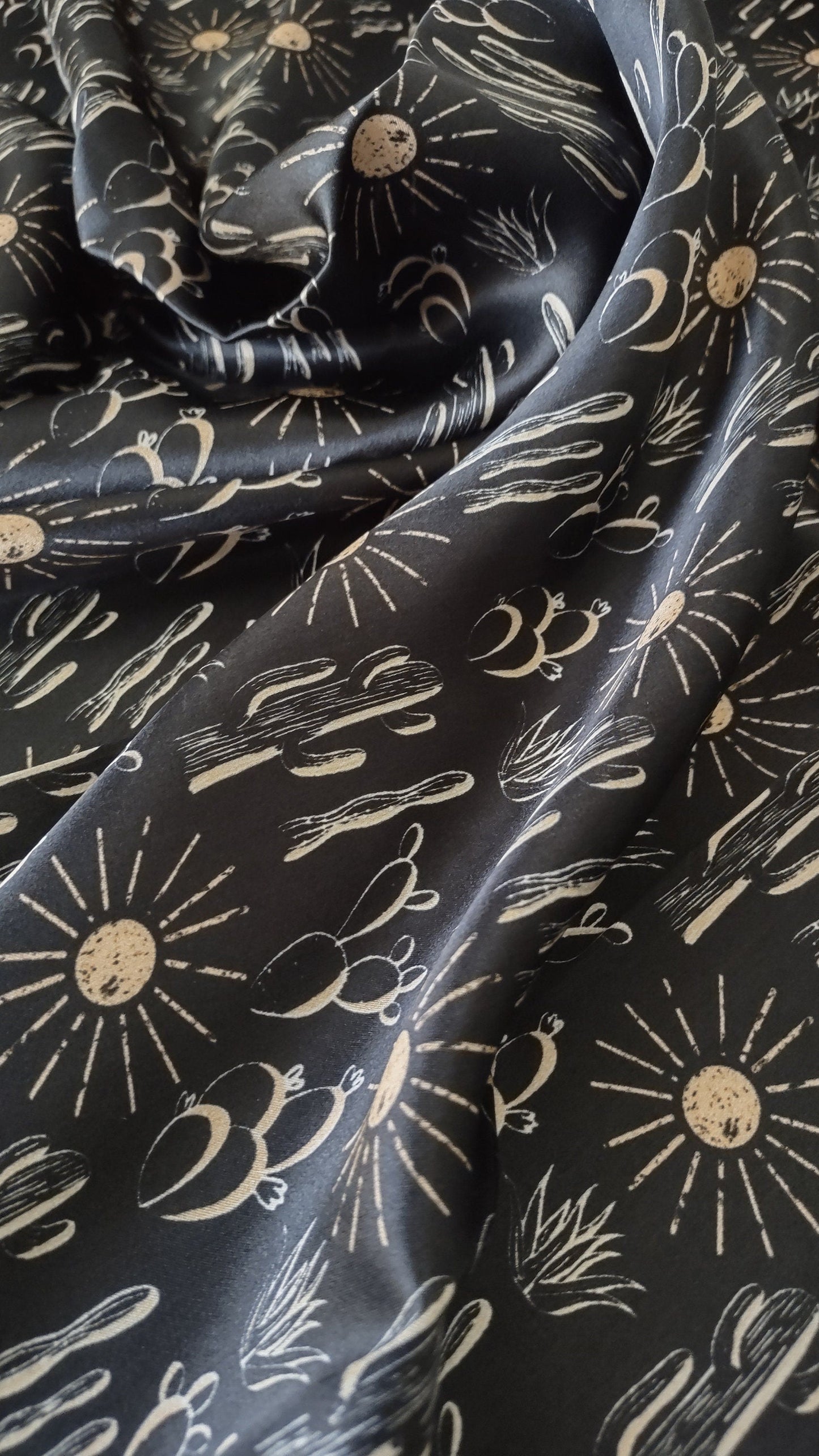 Wild Rag 100% SILK Black Cactus and Sun Western Neck Scarf Bandanna by Double B Wild Rags