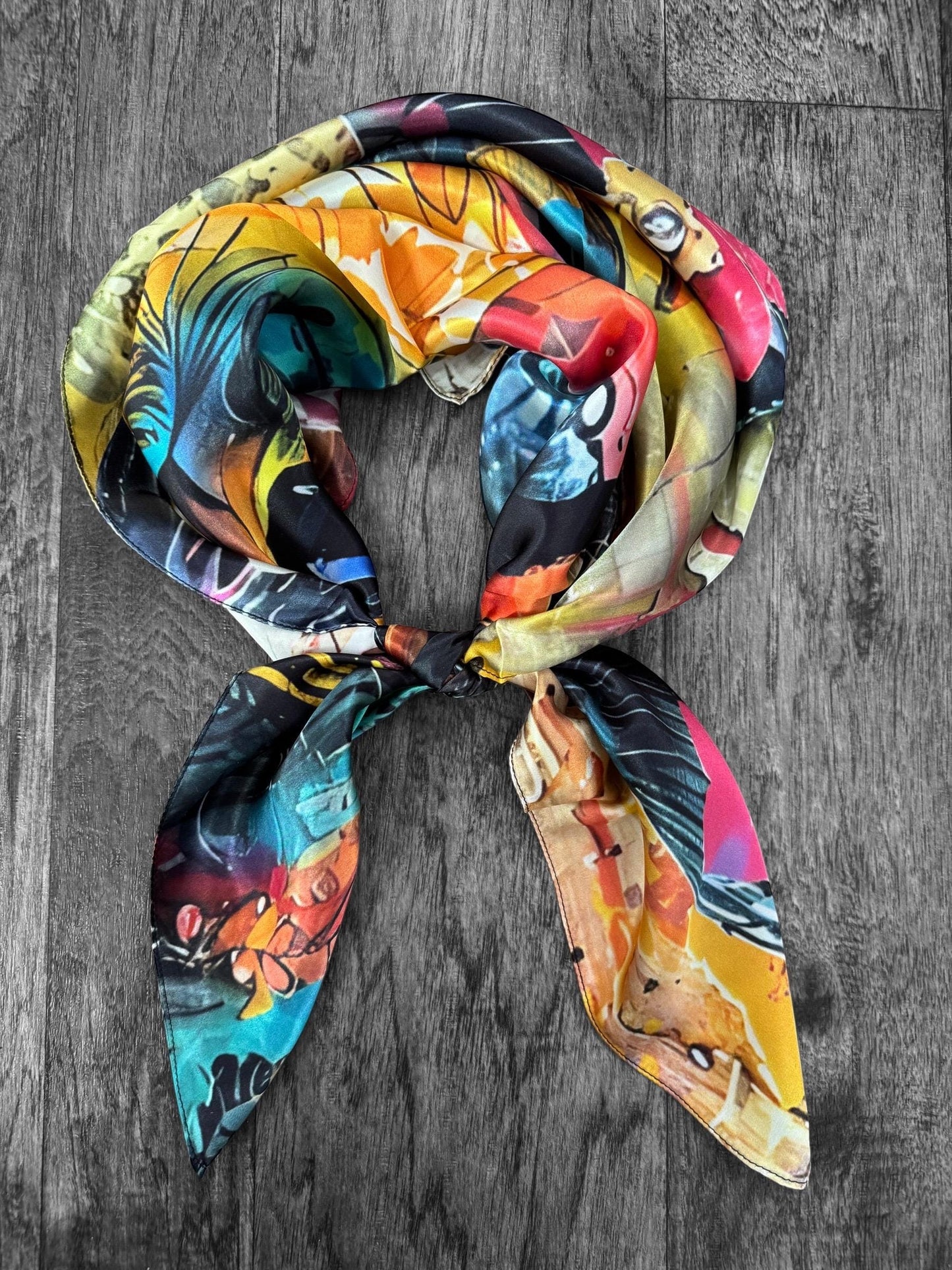 100% Silk Wild Rag Graffiti Holstein Cow by Double B Wild Rags