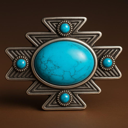 Southwestern Style Cowboy Scarf Slide Keeper with turquoise stone BY Double B Wild Rags