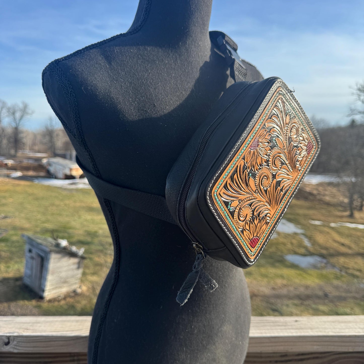 Genuine Leather Tooled Western Everywhere Belt Bag by Double B Wild Rags