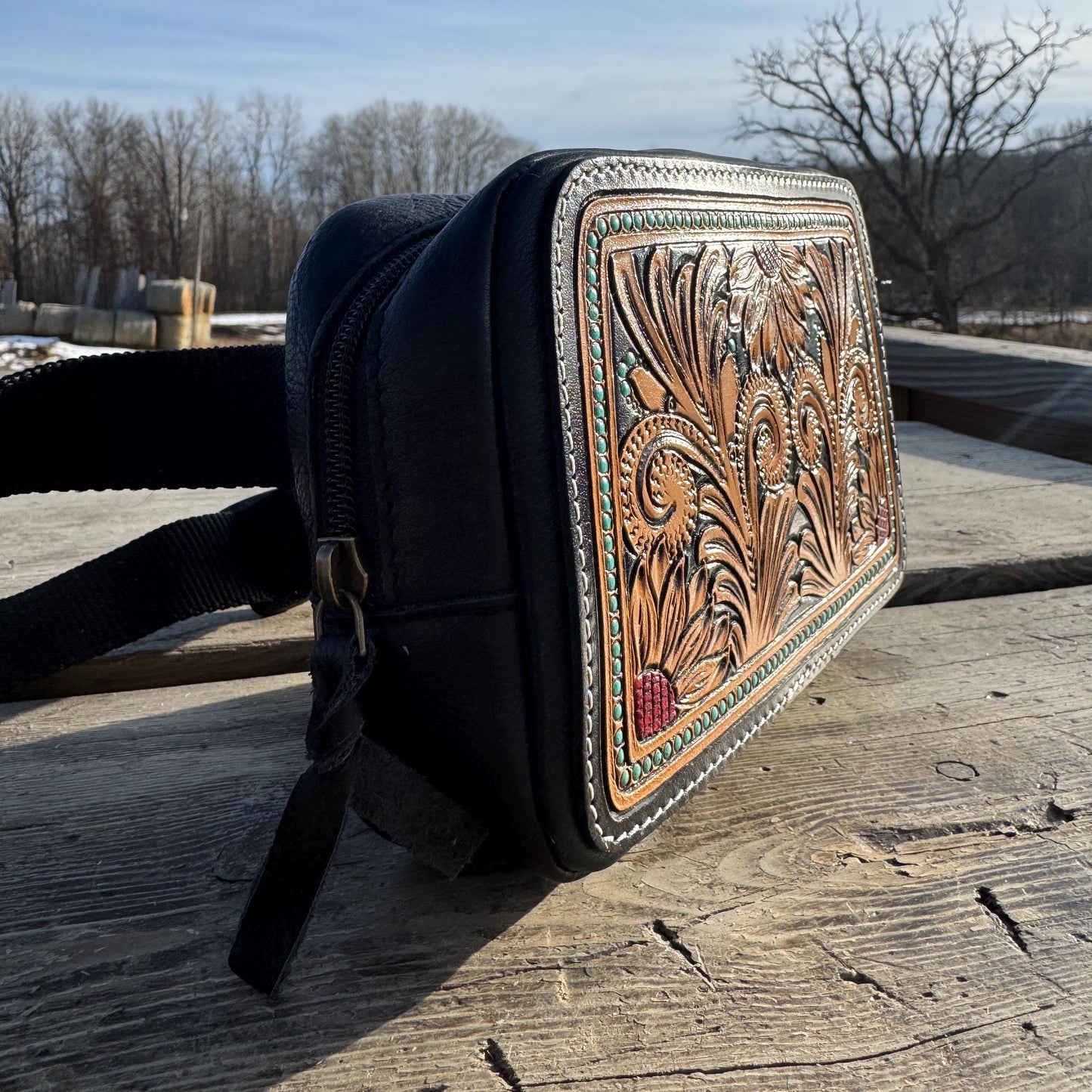 Genuine Leather Tooled Western Everywhere Belt Bag by Double B Wild Rags