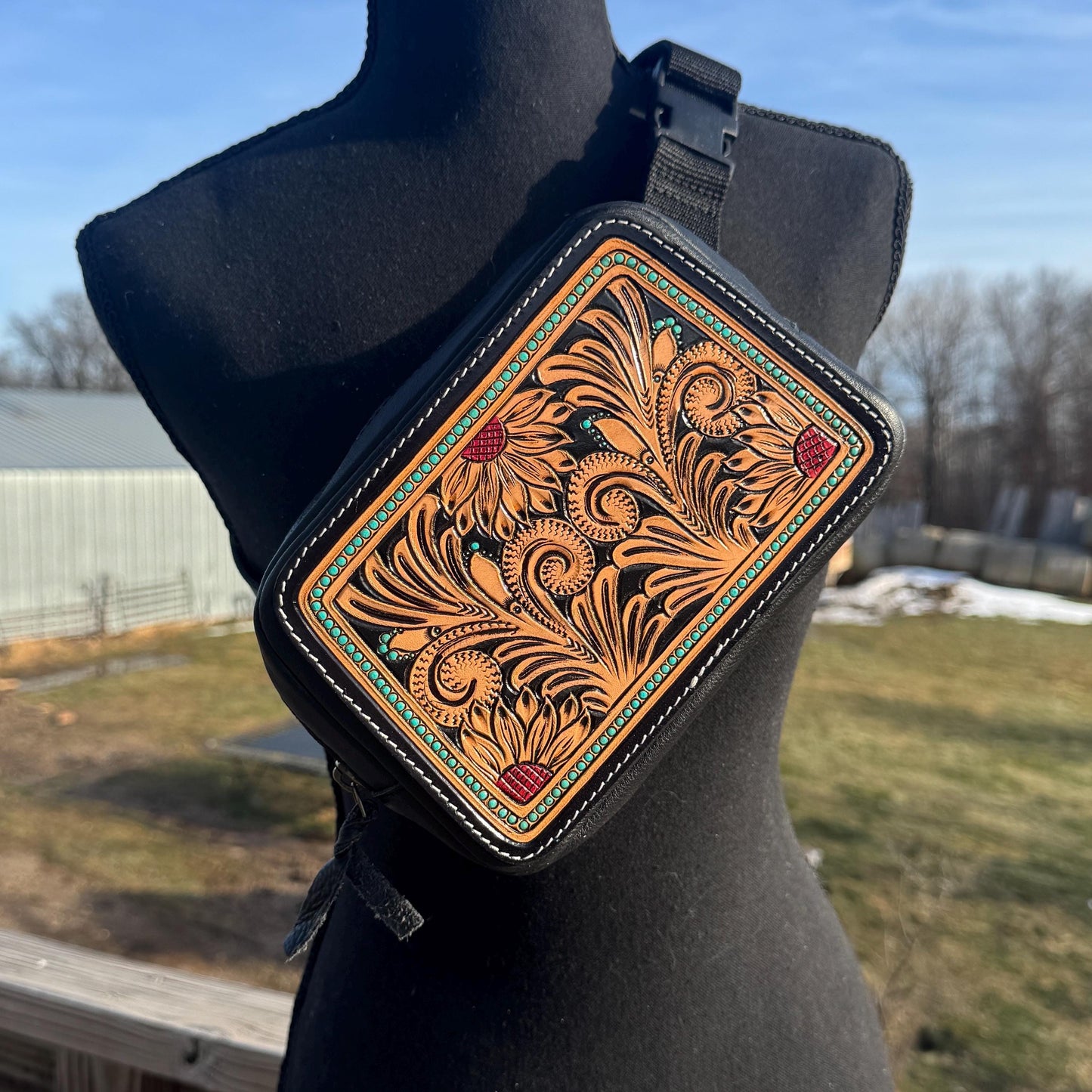 Genuine Leather Tooled Western Everywhere Belt Bag by Double B Wild Rags