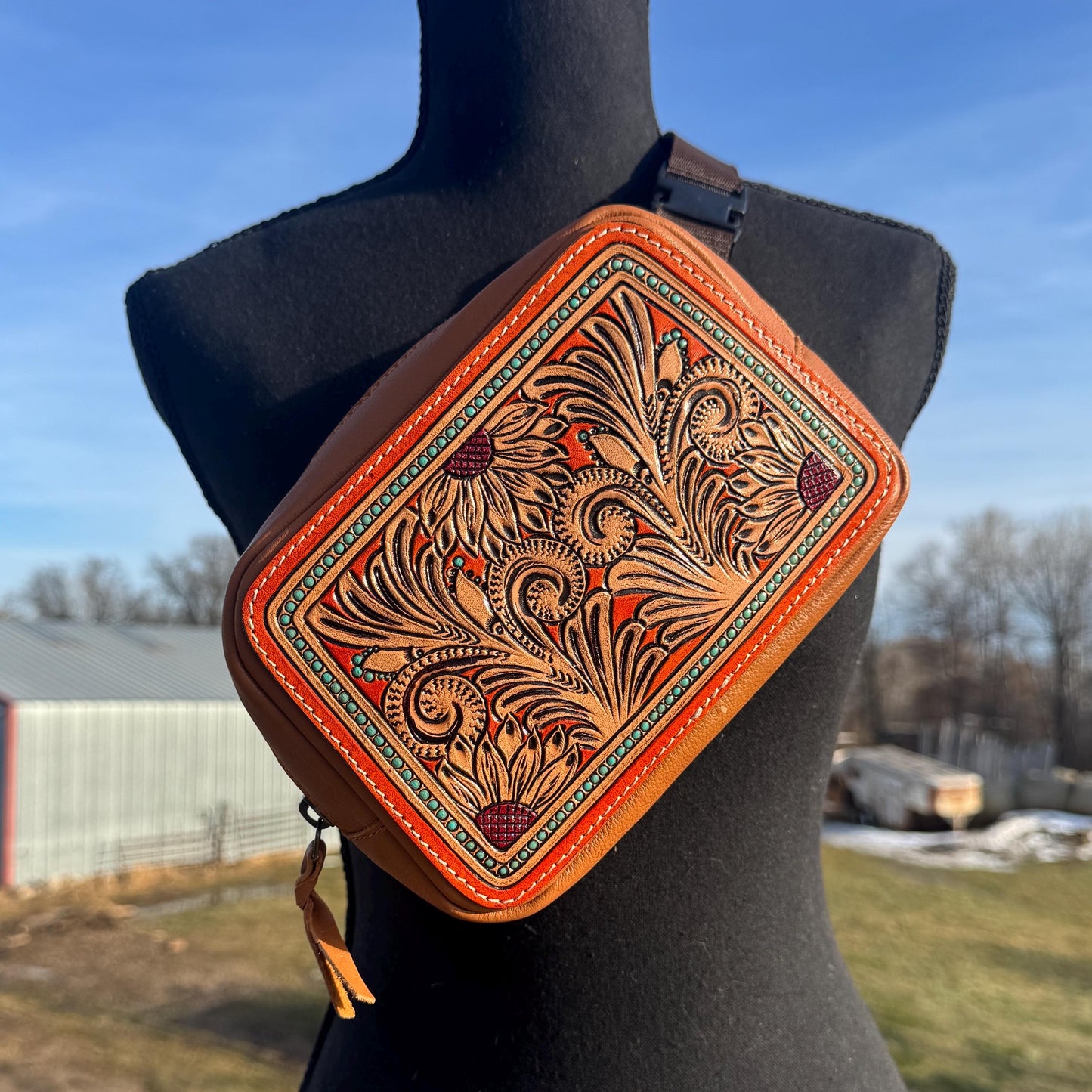 Genuine Leather Tooled Western Everywhere Belt Bag by Double B Wild Rags