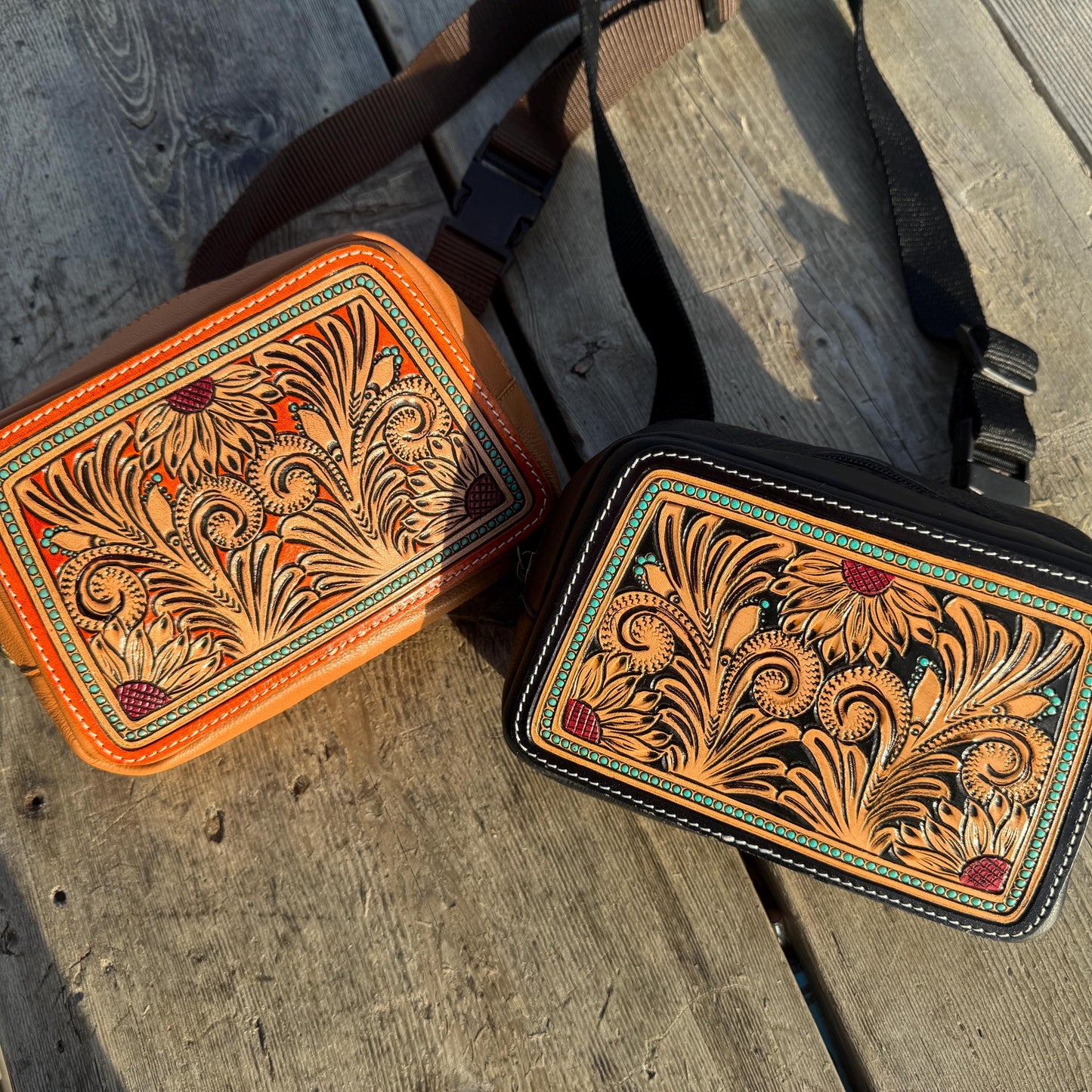 Genuine Leather Tooled Western Everywhere Belt Bag by Double B Wild Rags