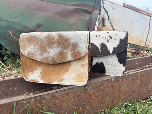 Genuine Cowhide Leather accordion style purse