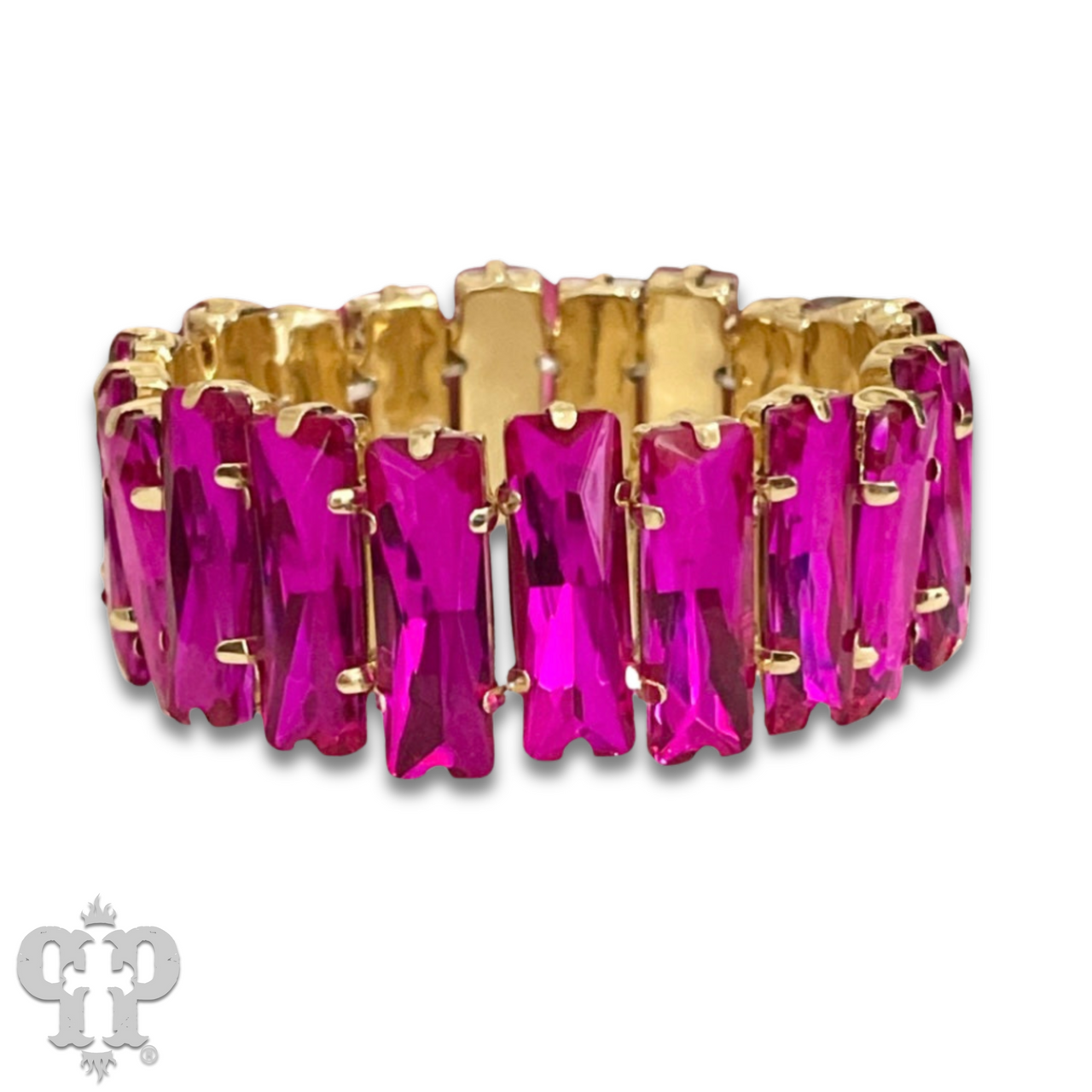 Faceted rectangle rhinestone stretch bracelet